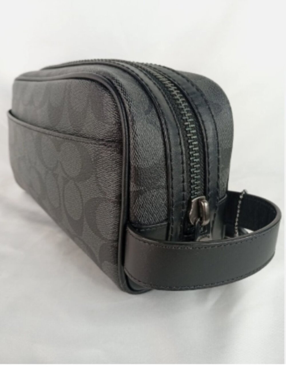 Pre-Owned Coach Signature Canvas Small Travel Kit Toiletry Bag Charcoal Black - Picture 8 of 14